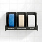 Soap Holder for Shower Wall, 3-Compartment Soap Dish for Shampoo, Conditioner and Body Soap, Fast Draining & Rust-Proof & Heavy Duty, Ultra-Strong Self Adhesive & Freestanding (Black, Label)