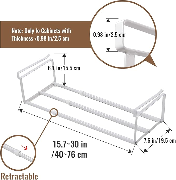 Ihomepark Expandable Shoe Rack Organizer, Adjustable Metal Shoe Rack for Closets & Entryways, Under Cabinet Shelf for Shoe or Clothing Storage, White