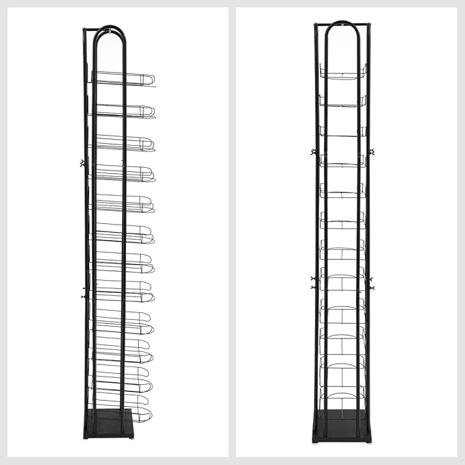 12-Tier Black Floor Standing Hat Rack, 78" Retail Hat Display Rack, Metal Cap Organizer Stand, Hats Display Stand for Baseball Caps Wigs Scarves Gloves for Home Clothing Store