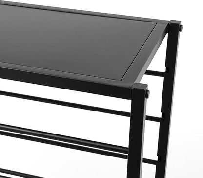 Double-Sided 16 Tier Ribbon Rack, Large Capacity Rolling Ribbon Wrapping Paper Organizer w/Top Shelf & Basket, Movable Metal Storage Cart for Home Retail Studio, 39"x13"x59" (Black)