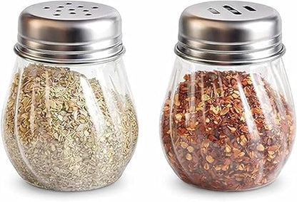 Oblivion Spice Box 2 Pcs – Oregano & Chilli Flakes Dispenser Set – Unbreakable Plastic Spices Shaker with Stainless Steel Lid – BPA-Free & Reusable Easy Pour Seasoning Jars for Kitchen & Dining Table