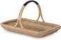 KOUBOO Vegetable & Flower Wicker Basket, Handwoven Rattan Basket with Leather-Wrapped Arch Handle, Organization & Home Decor for Storage, Gardening, Picnics, & Serving, Natural Color, Small