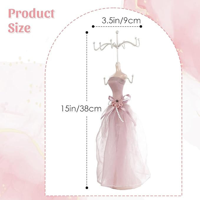 Jewelry Display Stand Tower, Hanging Mannequin Necklace Holder Lady Model Jewelry Organizer Earring Bracelet Ring Organizer