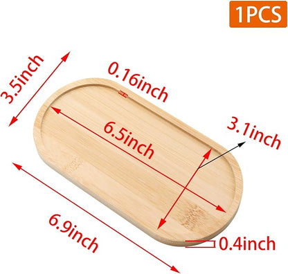 Oval Bamboo Tray – 6.9” × 3.5” Outer Size, 6.5” × 3.1” Inner Size, Decorative Bathroom or Vanity Tray for Candles, Succulents, Jewelry, Toilet Tank Top, Desk or Entryway Organizer