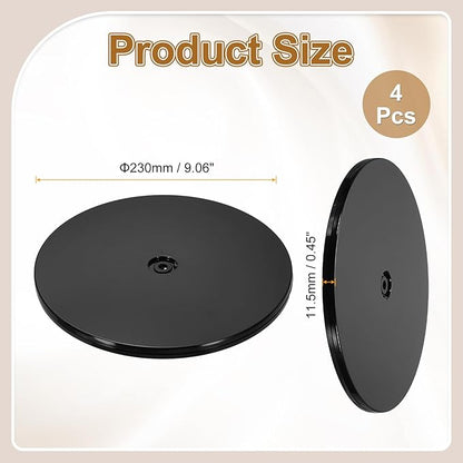 uxcell 4Pack Acrylic Lazy Susan Turntable, 9" Spinner Lazy Susan Turntable Organizer, Acrylic Ball Bearing Rotating Tray for Pantry Spice Rack Decorating, Black