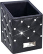 LORYP Makeup Brush Holder Crystal Brushes Cup Black PU Make up Brush Case Bag Storage for Women (Black-Large)