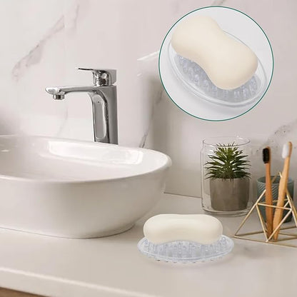 2 Pieces Plastic Soap Dish Clear Bar Holder Tray Self Draining Soap Saver with Holes Soap Container for Bathroom Counter, Kitchen