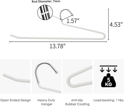 SHIMOYAMA Open Ended Pants Hangers, 5 Pack, Single Rod Trouser/Slack Hangers, Semi-Open Space-Saving Pant Hanger for Jeans, White