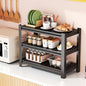 3 Tier Kitchen Storage Rack, Adjustable Metal Shelving Unit, Heavy Duty Bakers Rack with Solid Shelves for Kitchen Pantry, Coffee Bar, Estantes para Cocina - 15.8"W x 11.8"D x 31.5"H, Black