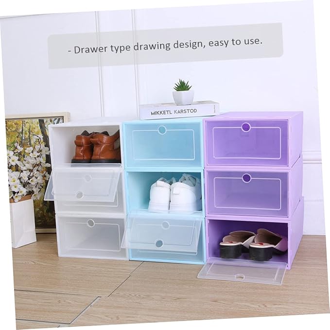 6pcs Stackable Cardboard Shoe Boxes Lids Storage for Organizing Shoes Plastic Containers