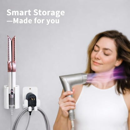 Dyson Airwrap Holder, Aluminum Curling Iron Holder Wall Mount for Dyson Airwrap/Airstraight/Shark Flex Style, Flat IronHolder for Bathroom Storage, White Chochoyah