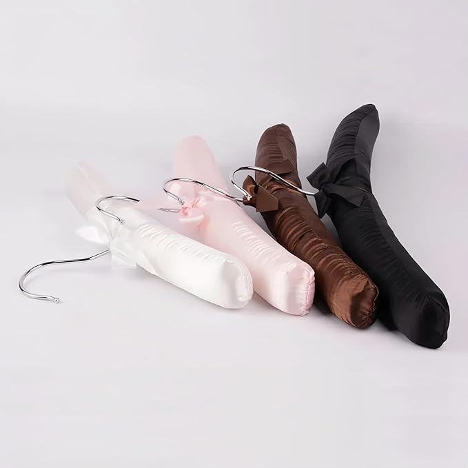 5 Pack Satin Padded Hangers for Women Clothing, Anti Slip Sponge Fabric Clothing Hangers Coat Racks for Sweater, Coat, Suit, Dress (White)