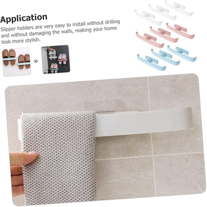 9pcs Wall Mounted Slipper Rack Closet Organizers and Storage Store Revolving Shoe Racks Door Shoe Holder Shoes Rack Over The Door Hooks Hanging Accessory Para Slot Pole Pull Rod