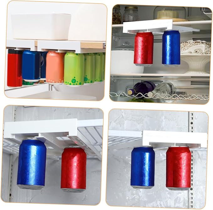 ARTIBETTER 2pcs Double Row Drink Organizer for Fridge Space Saving Hanging Can Dispenser for Diameter Cans Hips Material Easy Access Beverage Holder
