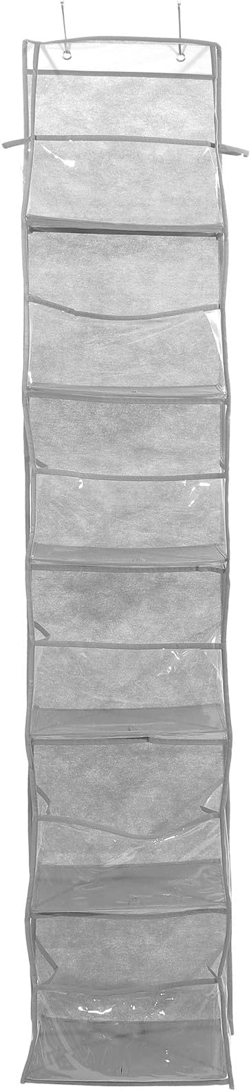 GALPADA Door Hanging Storage Bag with 6 Pockets, Gray Multi-layer Shoe and Organizer, Nail-free Door Back Hanging Pocket for Home Closet and Bedroom Storage