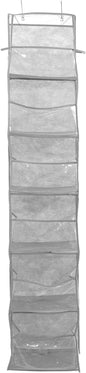 GALPADA Door Hanging Storage Bag with 6 Pockets, Gray Multi-layer Shoe and Organizer, Nail-free Door Back Hanging Pocket for Home Closet and Bedroom Storage