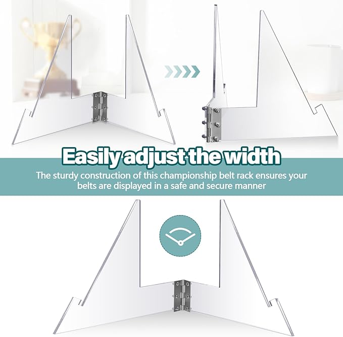 RattanView Acrylic Championship Belt Display Stand, High Flexibility Wrestling Champion Belt Rack for Heavy Duty Wrestling and Football Trophies for Sport Football Boxing and So on