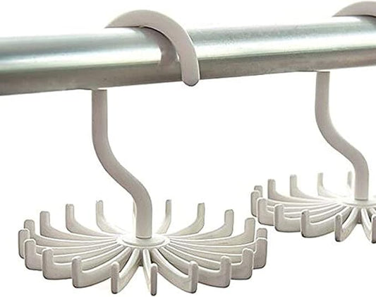 3 Pack Twirl Ties Rack Closet Organizer Tie Hanger Hook Headband Holder (White)