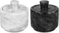 Marble Salt Cellar with Lid, White and Black Stone Salt and Pepper Bowl Box Container Jar Holder Well Keeper Dish Pig Crock