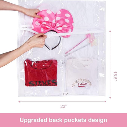 Stepstall PVC Clear Garment Bag, 40" Dance Costume Garment Bag for Dance Competitions with 5 Clear Zipper Pockets, Breathable Garment Bags for Hanging Clothes to Kids, Storage,Set of 3