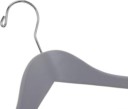 Quality Semi Curved Grey Wooden Suit Hangers, 80-Pack Smooth Finish Solid Wood Coat Hanger with Swivel Hook, Jacket, Pant, Dress Clothes Hangers Gray, 80