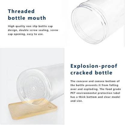 Set of 6Pcs Clear Plastic Food Storage Jar with Lid, Round Transparent Skinny Storage Container for Spaghetti, Pasta and Dry goods (Clear 6pcs)