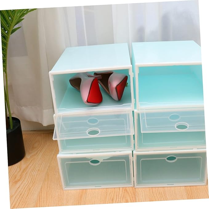 Alipis 6pcs Thicken Stackable Shoe Storage Box White Frame for Men Plastic Container for Organizing Sneakers and Footwear for Closets and Entryways