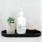 Black Oval Silicone Bathroom Vanity Tray - Decorative Soap Holder, Countertop Organizer for Kitchen/Bathroom/Coffee Table - Storage for Candle, Perfume, Jewelry Decor,Small Plant & Toiletries