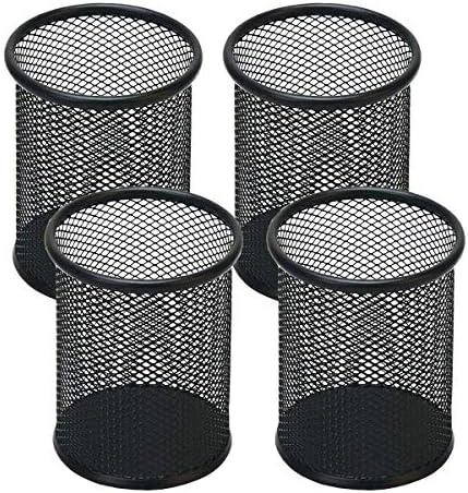 Pen Holder Mesh Pencil Holder Metal Pen Holder Cup Pencil Cup Holder for Desk Office Pen Organizer Black, 4 Pack by SNOWCOOLERPenHoldersforOffice