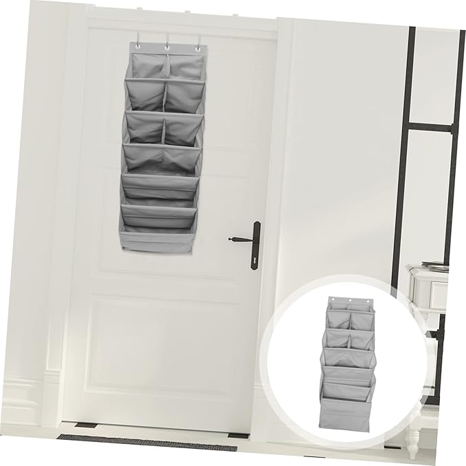 PRETYZOOM 1Set Multi Layer Door Back Storage Organizer Convenient Pouch for Shoes Bags Crafts Over the Door Household Storage Grey Design