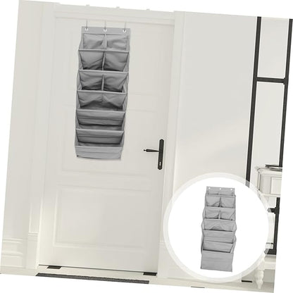 PRETYZOOM 1Set Multi Layer Door Back Storage Organizer Convenient Pouch for Shoes Bags Crafts Over the Door Household Storage Grey Design