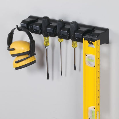 iDesign InterDesign Kitchen, Laundry Room, Garage or Utility Closet – Black Wall Mount Mop & Broom Holder
