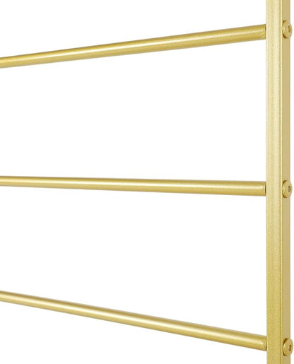Wall Mounted Scarf Rack, 10 Tiers Display Ties & Scarf Storage Rack, Space-Saving Wrapping Paper Organizer Ribbon Holder Wall Display Rack for Flower Shops, Craft Room (Gold)
