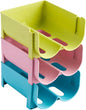 3pcs Stackable Non-skid Drink Storage Container Creative Refrigerator Organizer for Wine and Beer Cans Fall and Space-saving Design Green Blue Pink