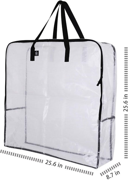 VENO 8 Pack Heavy-Duty Moving Bundle (4 Pack Extra-Large Moving Bag w/Backpack Straps + 4 Pack Over-Sized Clear Organizer Storage Bag)