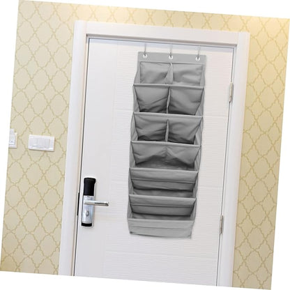 PRETYZOOM 1Set Multi Layer Door Back Storage Organizer Convenient Pouch for Shoes Bags Crafts Over the Door Household Storage Grey Design