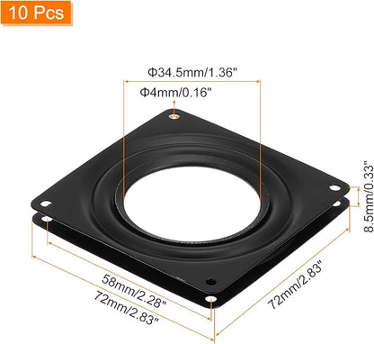 uxcell Lazy Susan Hardware, 10Pcs 3 Inch - Iron Square Ball Bearing Rotating Swivel Plate, Lazy Susan Turntable for DVD Tower, Bookshelf (Black)