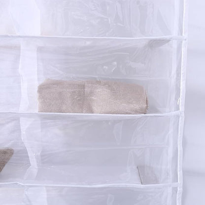 ULTECHNOVO 2pcs over The Door Shoe Organizer with 26 Pockets, White Non-woven Fabric Hanging Shoe Rack for Closet Storage and Space Saving