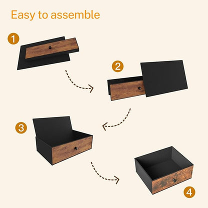 usikey 4 Tier Shoe Rack with 3 Drawers & 3 Oxford Fabric Shelves, Holds 15-18 Pairs, Metal Shoe Storage with Wood Top, Shoe Organizer for Entryway, Closet, Apartment, Rustic Brown UNYXJX022F