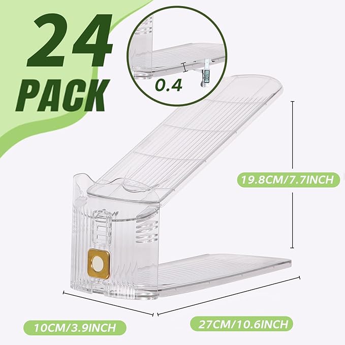 24 Pack Shoe Slots Organizer, Shoe Stackers Organizer for Closet Adjustable Shoe Holder Space Saver 50% Shoes Racks for Closet Organization