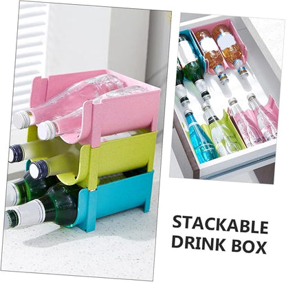 Cabilock 3pcs Stackable Refrigerator Drink Organizer Beer Can Storage Box for Kitchen