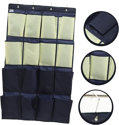 Alipis Over the Door Shoe Organizer Bag Oxford Hanging Storage Pouch for Bedroom Bathroom Kitchen Space Saving Hanging Shoe Organizer for Closet Wall in Blue and Yellow
