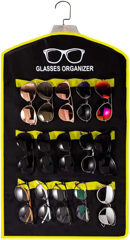 TRIUMPH VISION Sunglasses Organizer Wall Mount Storage Black Yellow, Hanging Glasses Display Eyeglasses Stand Eyewear Rack