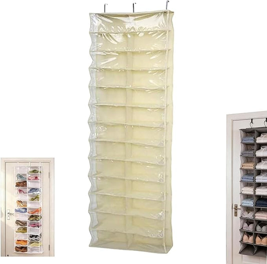 Hoodie Organizer Ideas,Hoodie Sweatshirt Storage Hack with Clear See,Hoodie Sweatshirt Organizer over the Door,26 Pockets Folding Hanging Door Closet,63" X 22" Foldable Behind the Door Organizer (#A)