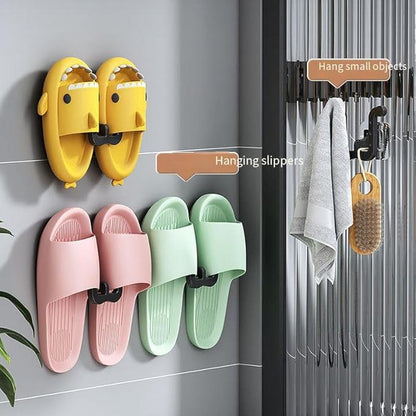 6Pcs Self-Adhesive Wall Slipper Rack Durable Foldable No-Drill Installation for Door Cupboard Bathroom Kitchen Home Organizer Water-Resistant