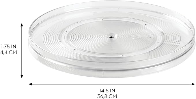 iDesign Plastic 14.5-Inch Round Lazy Susan Organizer for Kitchen or Pantry Storage - Set of 4 - Clear