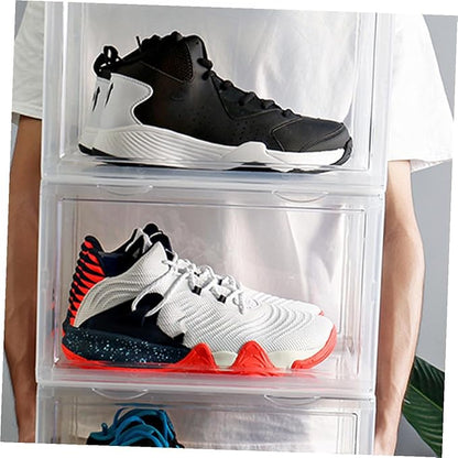 MAGICLULU Transparent Dustproof Shoe Storage Box Portable Organizer for Sneakers Sturdy Container with Buckle Closure for Home Closet Use Space-saving Design