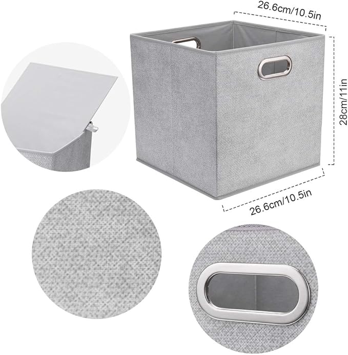 HSDTCollapsible Cloth Cubes Storage Bins Baskets Boxes Grey-White Lattice Pattern 10.5 x 10.5 x 11 Inches - Pack of 6,QY-SC14-6,Brush gradient(Set of 3)