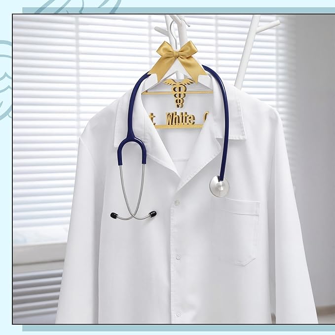 Reallnaive First White Coat Hanger Medical Student Graduation Gift for Pharmacist New Doctor PhD Gift White Coat Ceremony Med School Graduation Congratulation Favor
