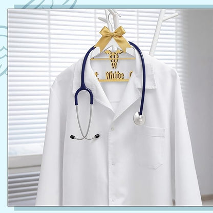 Reallnaive First White Coat Hanger Medical Student Graduation Gift for Pharmacist New Doctor PhD Gift White Coat Ceremony Med School Graduation Congratulation Favor